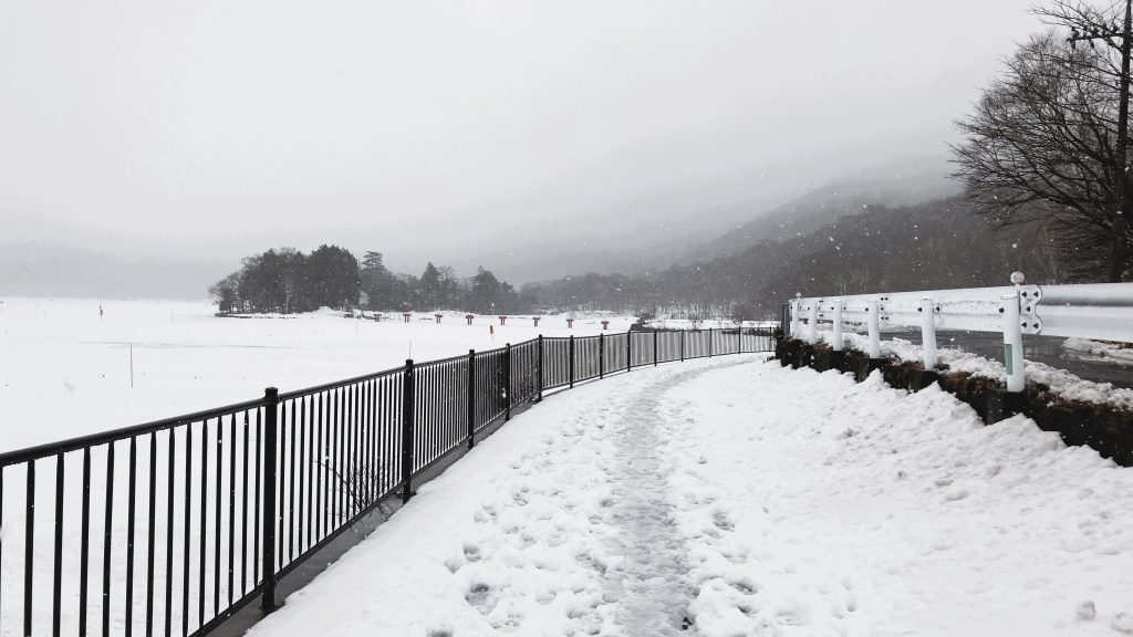 A path through a snowy landscape