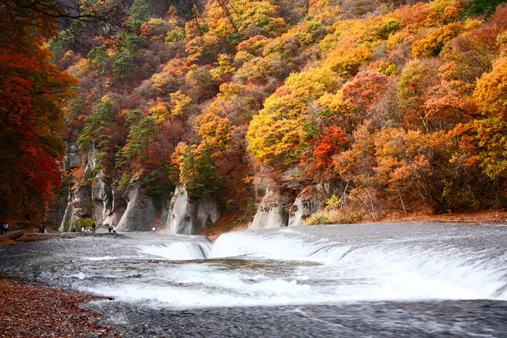 紅葉の吹割の滝